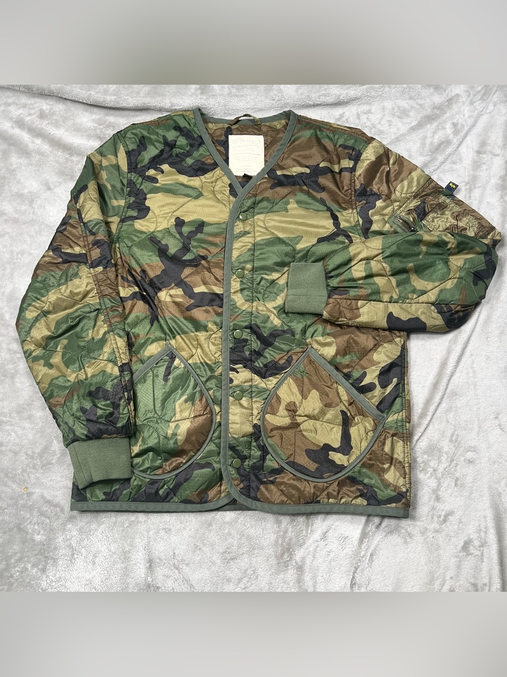 Alpha Industries ALS Camo Liner Jacket Men M Green Quilted Military Style Bomber